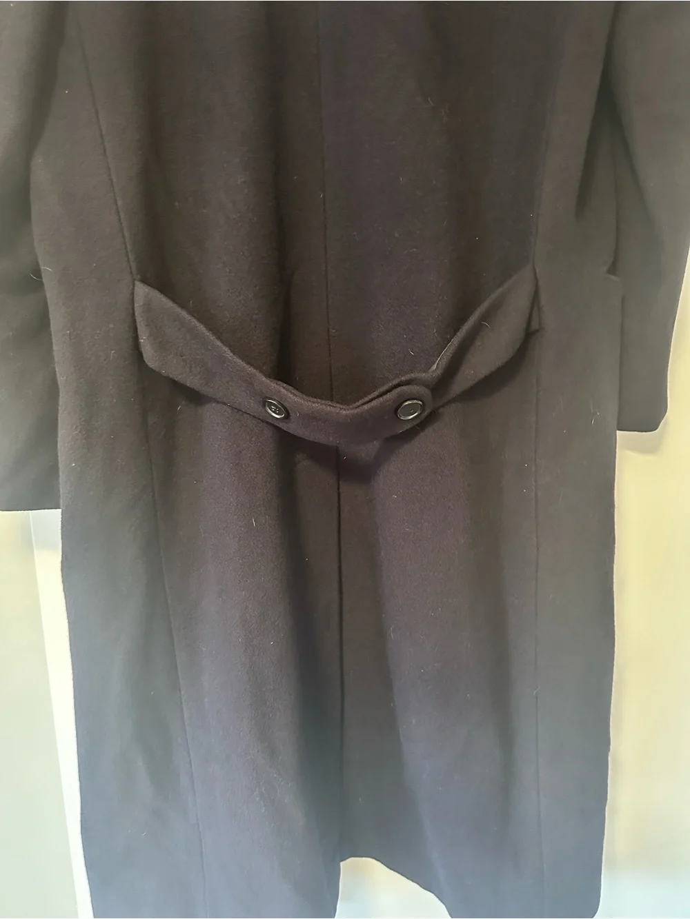 Women's Navy Double-Breasted Wool Trench Coat